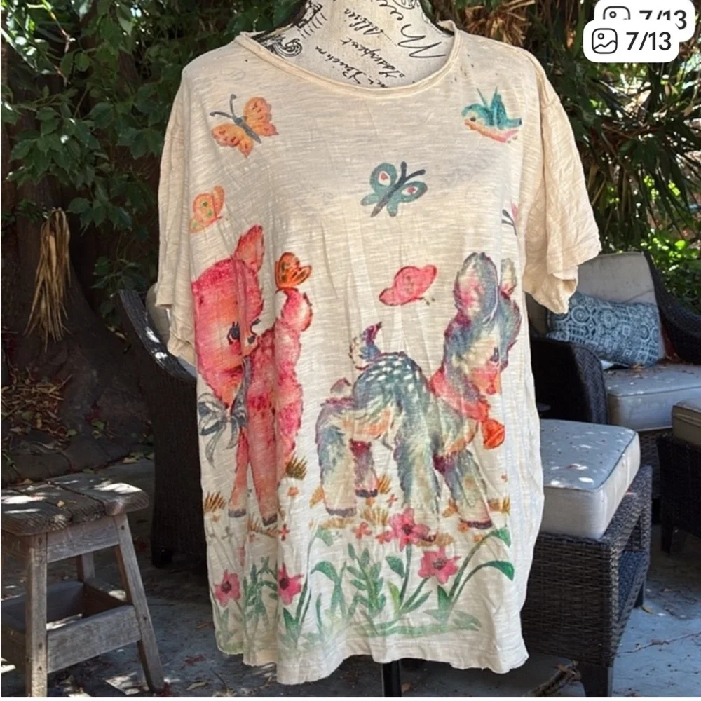 NWT🦌🦋🦜Magnolia Pearl 💯 Cotton
Frolic Tee in One Size Fits Most - Picture 7 of 13